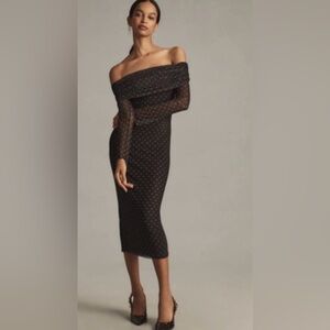 AFRM Praya Off-The-Shoulder Mesh Midi Dress - Size M